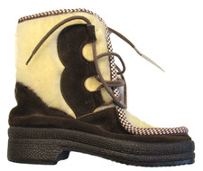 Vintage Apr s Ski Boots, Made in Italy, Suede Leather, Faux Fur, Size 5, EUC