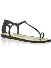 SIGERSON MORRISON Womens Black Snake Nelson Toe Leather Sandals Shoes 37.5