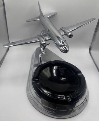VTG Allyn Sales Convair Liner Chrome Airplane Ashtray Desk Model