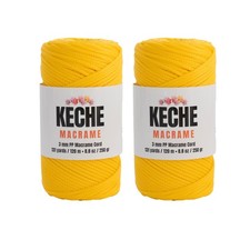 2 Pack 131 Yards 3mm Polyester Macrame Rope Yarn for Table Runner Yellow