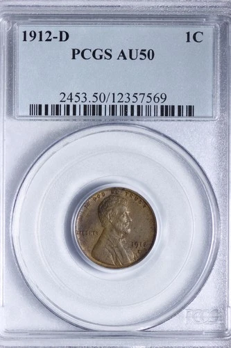 1912-D Lincoln Wheat Cent PCGS AU50 - Looks Higher *RICNX*