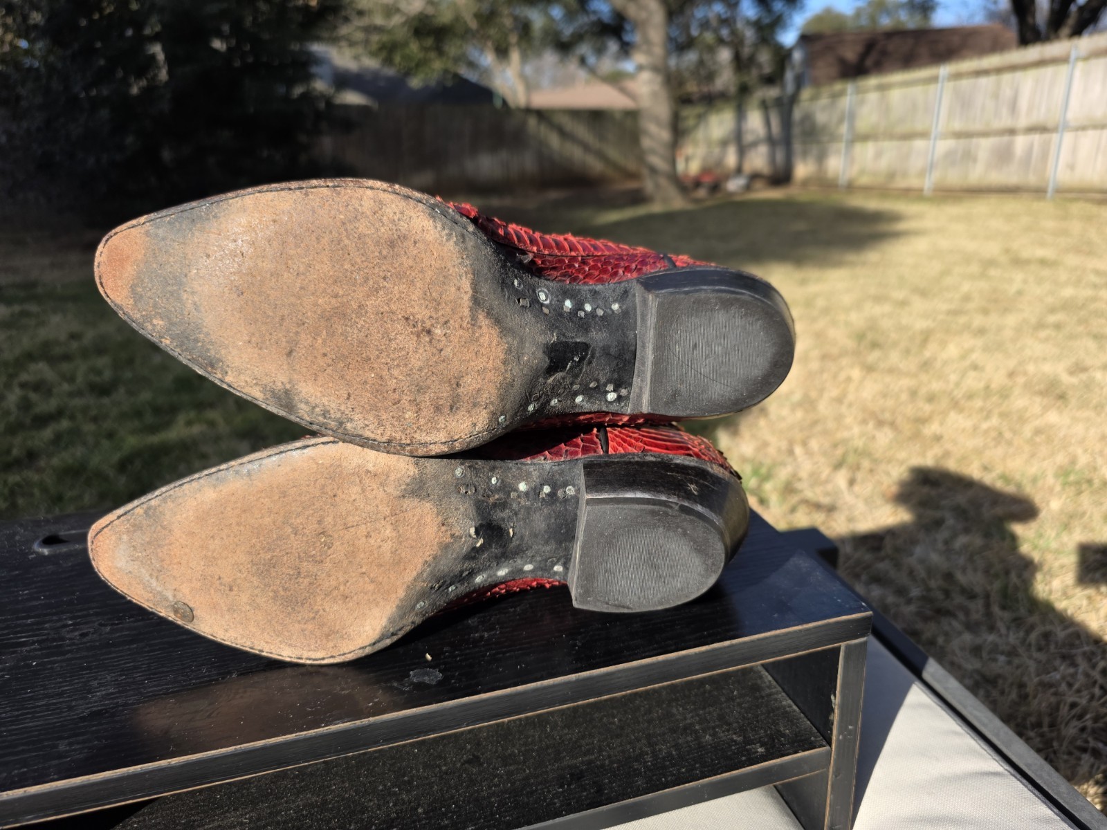 Tony Lama Vintage Ruby Red Natural Python Western… - image 11