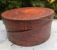 Antique Primitive Small Shaker Pantry Box Thick Walled Copper Tacks Wooden