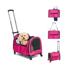 Large Pet Carrier with Wheels, Foldable Rolling Dog Carrier with Bi... Fast Ship