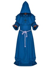 LHJ Monk Robe Priest Halloween Cosplay Costume Cloak Small, Blue