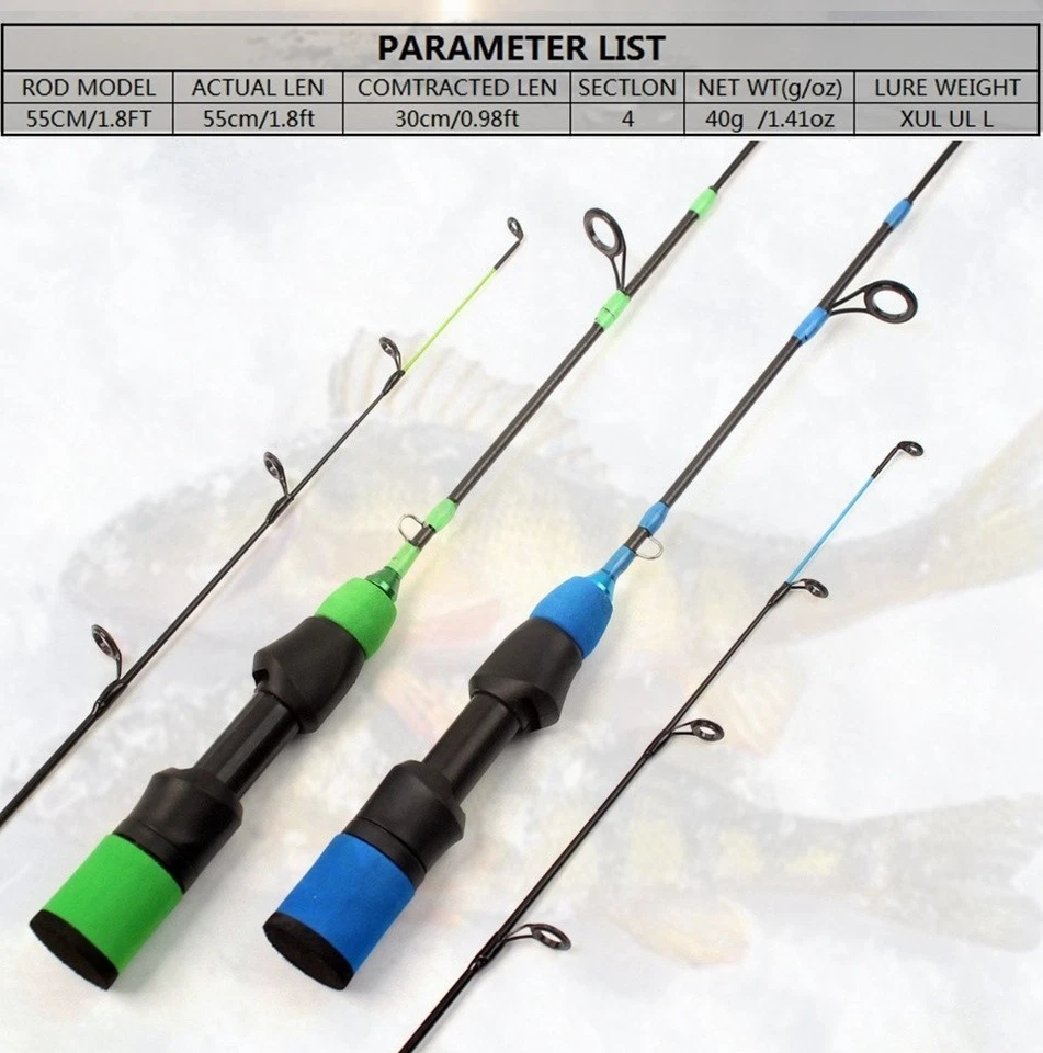 Ice Fishing Rod Carbon Fiber Fast Action Casting Spinning Travel Rod Carp 55cm - Image 2 of 4