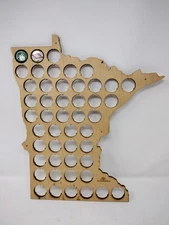 Minnesota State Wood Beer Bottle Cap Map Holder Wall Display Decor Guy Gift