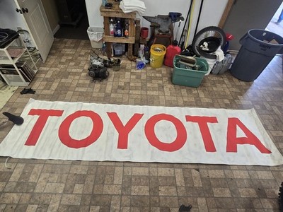 1970s 80s Toyota Shop Banner Vintage Tyvec Silk Screen 12' x 3' Vintage