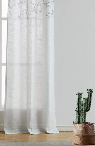 Transparente metallische Blätterdruck Vorhänge - stilvolle Ösen Paneele für Bauernhäuser - Bild 9 von 10