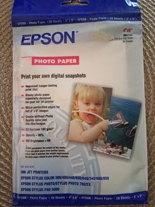 Epson Glossy Photo Paper - 20 Sheets 4" x 6" Ink Jet Printer Paper ~ NEW SEALED
