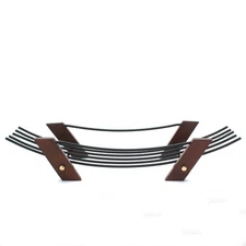 Vintage mid-century modern Danish-style 1960s teak and metal fruit basket bowl