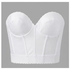Vintage White Lace Longline Bustier Bra Corset 36C Coquette Romantic Feminine