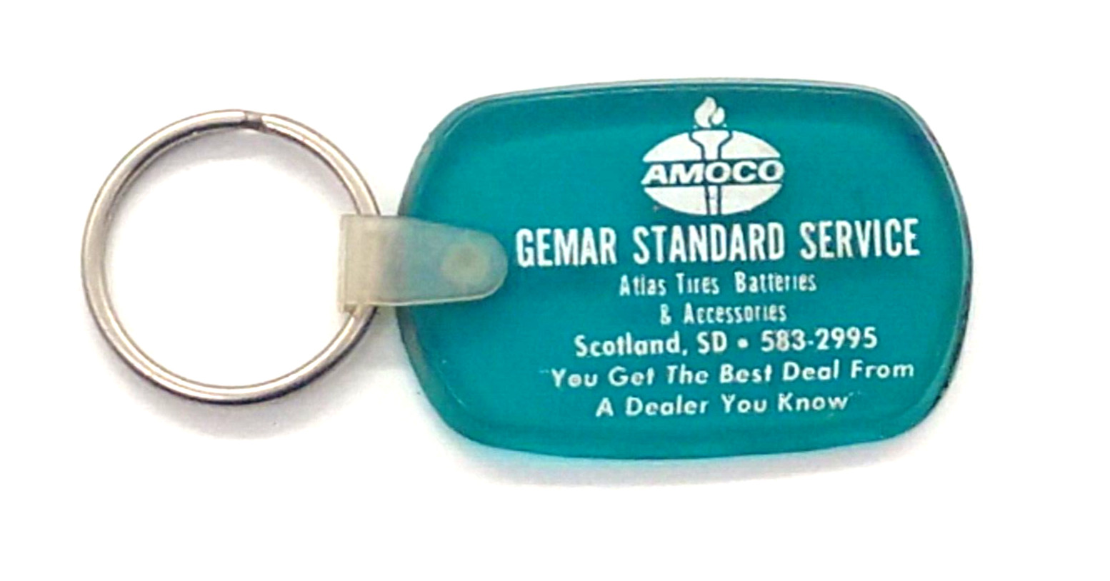 Vintage Gemar Standard Service Amoco Scotland South Dakota Rat Rod Keychain