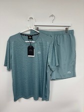 Men's Alpyrex Activewear Woven Allure Stone Blue Top And Shorts Set Size XL