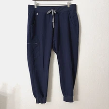 FIGS Technical Collection Zamora Jogger Scrub Pants Navy Womens Large Petite