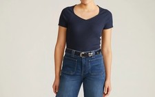 Universal Standard Carey Ribbed Sweetheart Tee, Navy, Size 22/24, NWT