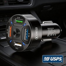 4 USB Port Super Fast Car Charger Adapter for iPhone Samsung Android Cell Phone