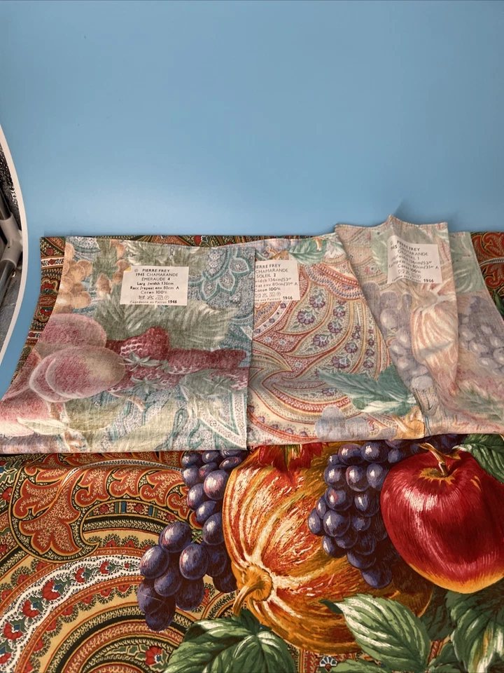 Pierre Frey Fabric Showroom Sample Multi Color Fruit Paisley Vintage New 36”x27 - Image 4 of 4