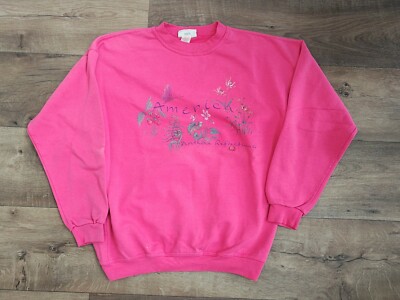Northen Reflection Damen Sweatshirt Vintage 90s Rundhals Rosa Retro Gr. M