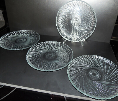 Arcopal  Arcoroc Swirl Seabreeze Plates Set Of 4 France