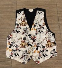 Vintage 1994 Looney Tunes Vest One Size Music Notes Bugs Bunny Taz Daffy