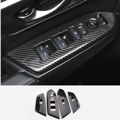 Fit For HONDA CR-V CRV 2017-2019 Carbon fiber look Door Cover Armrest Trim 4cps