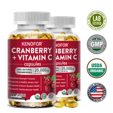 Cranberry + Vitamin C Capsules - Relieve Frequent Urination and Urgency