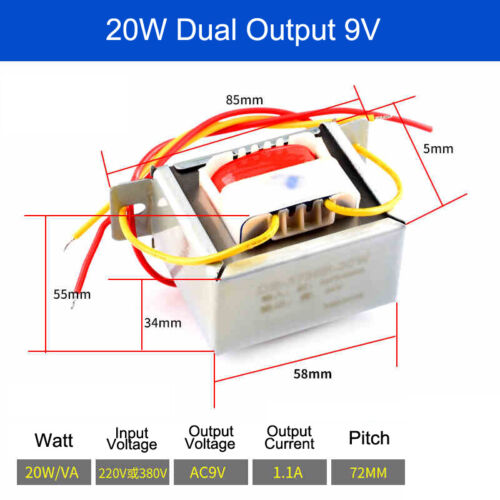 20W Trafo Transformator Netztrafo 220V Ausgang 6/9/12/15/18/24V AC Einzel/Dualer - Bild 13 von 14
