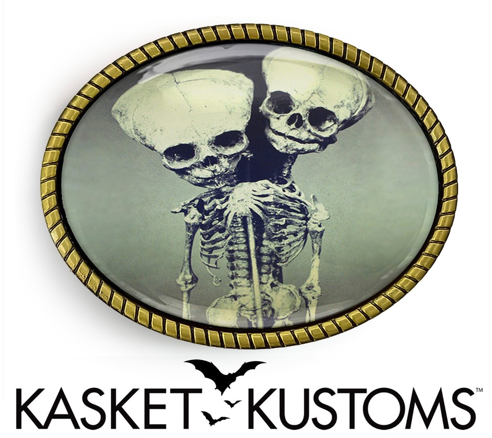 A conjoined twins belt buckle that is equal parts wearable art and guaranteed conversation-stopper at any party.