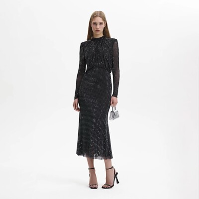 Self-Portrait Black Rhinestone Dress Size 2 | eBay