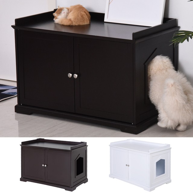 Cat Hidden Litter Box Enclosure Bench Hall End Table Pet Kitty