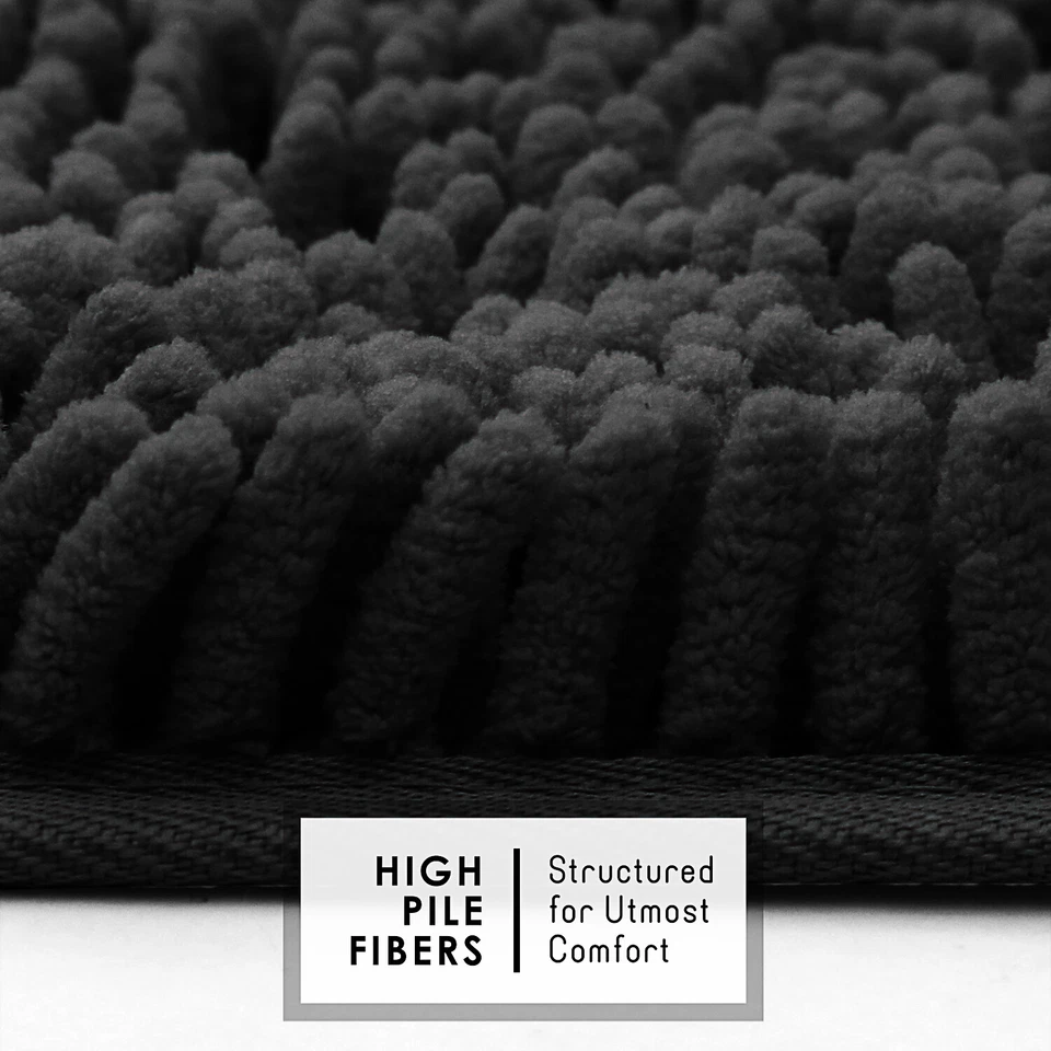 Juego de 2 alfombras de baño de chenilla suave, juego de alfombrillas de baño absorbentes antideslizantes lavables a máquina Foto 4 de 4