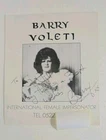 Barry Voleti International Female Impersonator Hand Signed Cardboard Poster