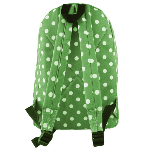 The Olive House® Polka Dot Canvas Rucksack Backpack Green - Picture 3 of 3