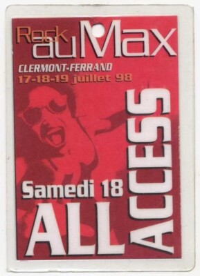 Iggy Pop Stereophonics Hellacopters Rock du Max July 1998 Laminated Stage Pass