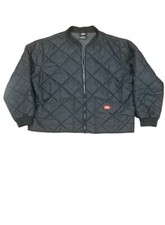Dickies Mens 3XL Diamond Quilted Nylon Jacket Black Genuine Full Zip