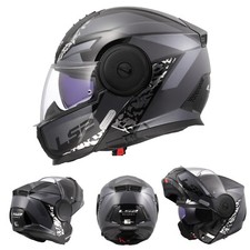 LS2 Klapphelm Scope II Motorrad Helm Oxyd Schwarz Titanium Gloss FF902 Tourenhel