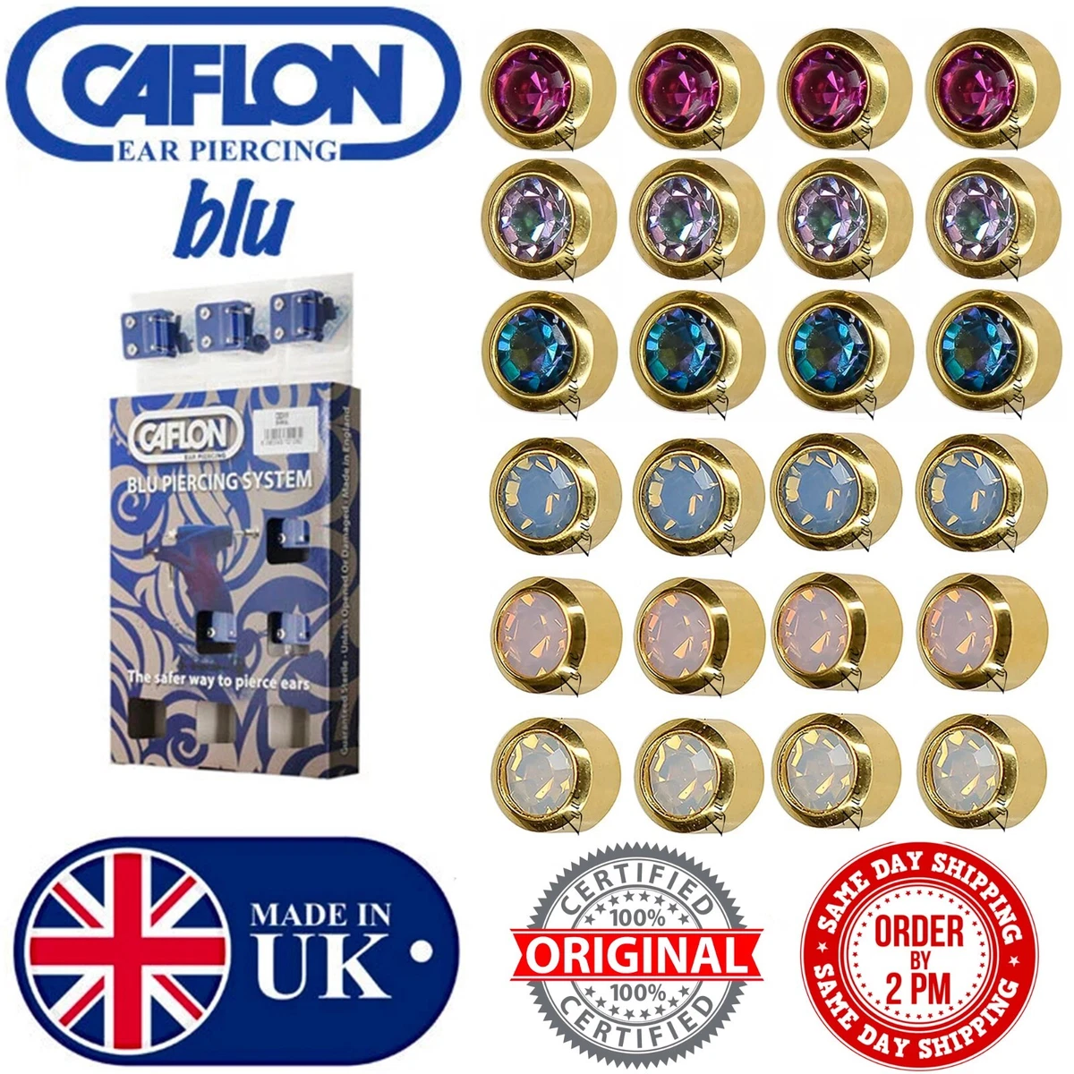 Caflon Gold Birthstone Ear Piercing  Shapes, Bezel And Claw Set  Per Dozen By 12%e2%80%99s I.302543243