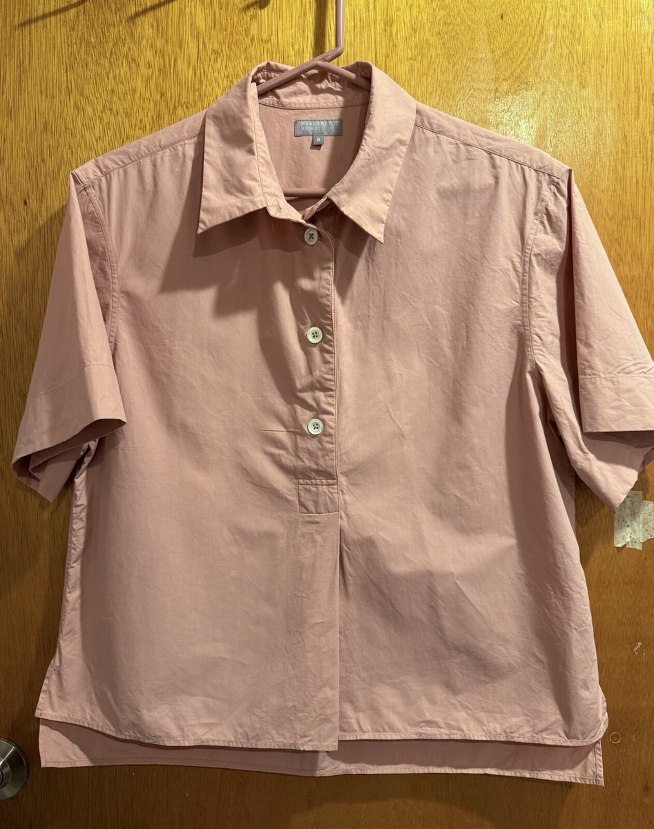 Margaret Howell SS23 Sz8 Short Sleeve Tail Shirt Dense Soft Cotton