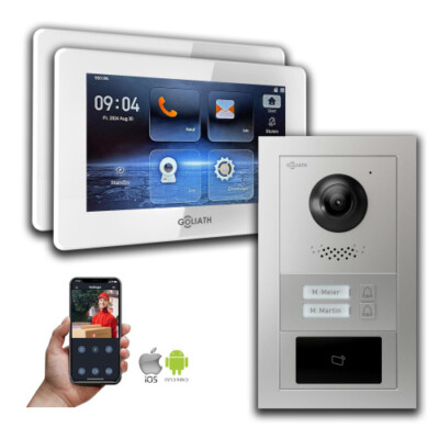 Goliath IP Video Türsprechanlage: 7-Zoll 2 Familienhaus, RFID, Silber