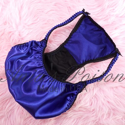 Mutandine In Raso Sissy Per Donna – Bikini Stringa Blu Bambino – Effetto Wetlook – Taglia 5-9
