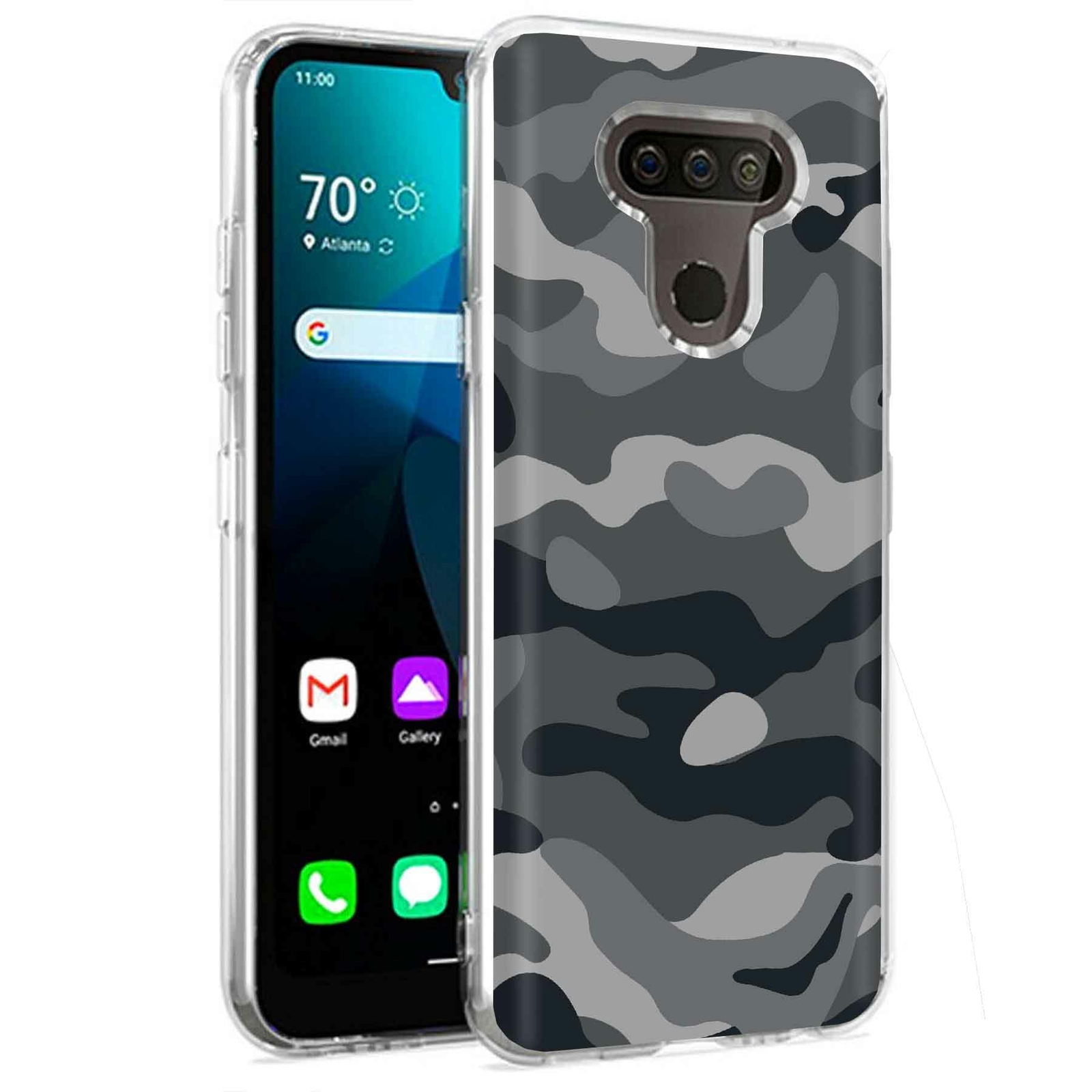 Phone Case for LG Harmony 4,Xpression Plus 3,K40S, Winter Camo Dark Print