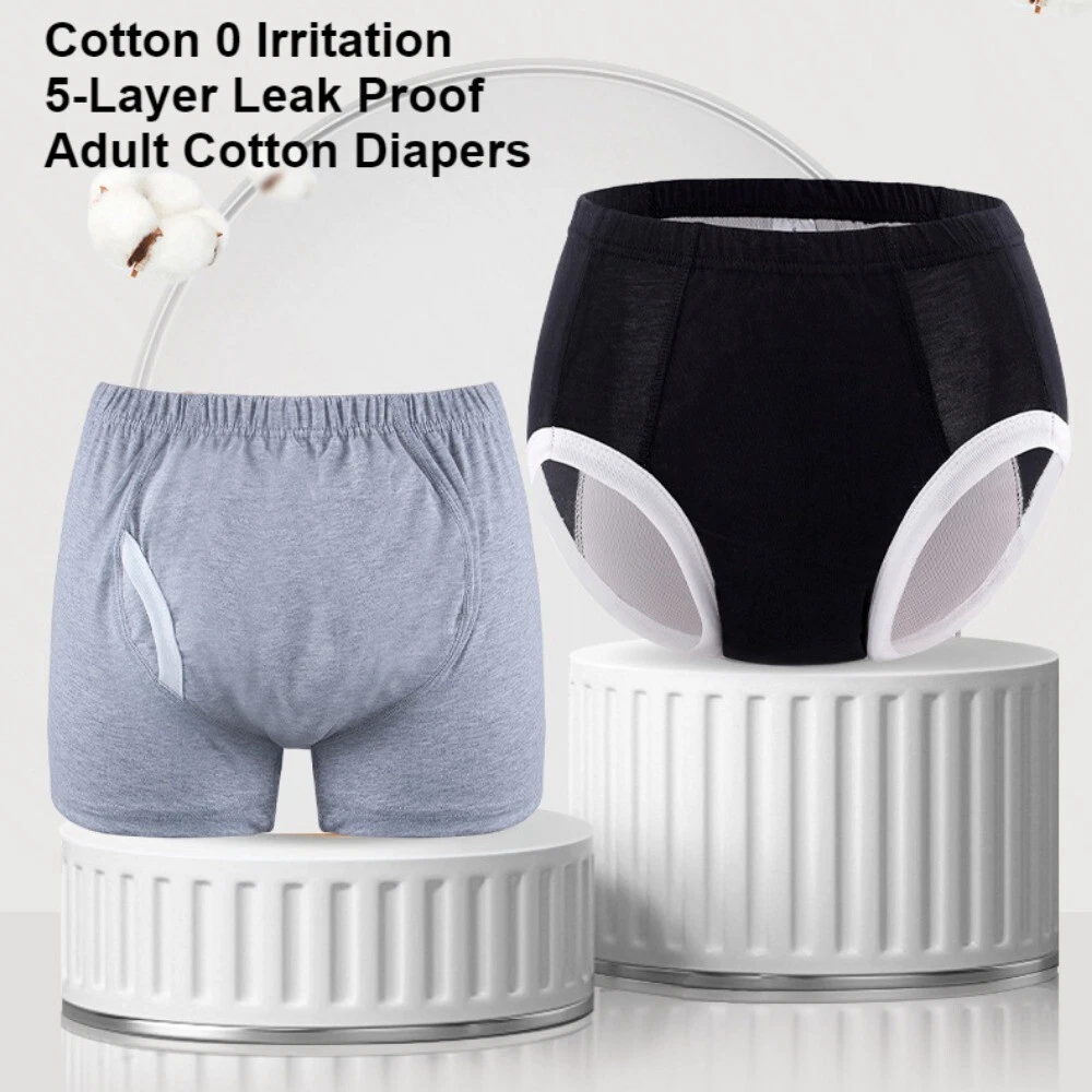2Pcs New Adults Washable Incontinence Underwear Diaper Pants Reusable Leak-proof