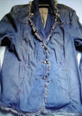 Jeansjacke cool 46 44 tolle Fransen Ulla Poppken