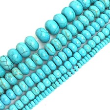 Blue Howlite Magnesite Turquoise Rondelle Bead 15" strand 4mm 6 8 10 12 Gemstone