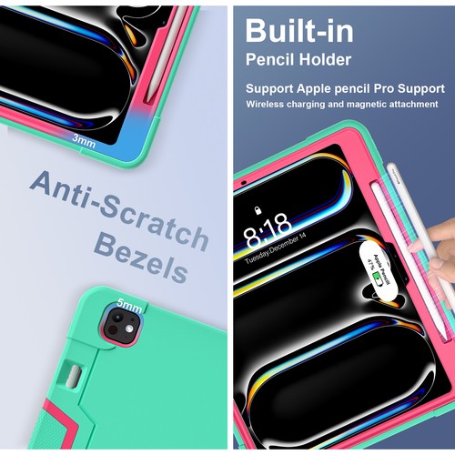 Funda protectora de silicona con armadura a prueba de golpes + soporte para PC para iPad Pro 13/11/Air 13/11 2024 - Imagen 60 de 92