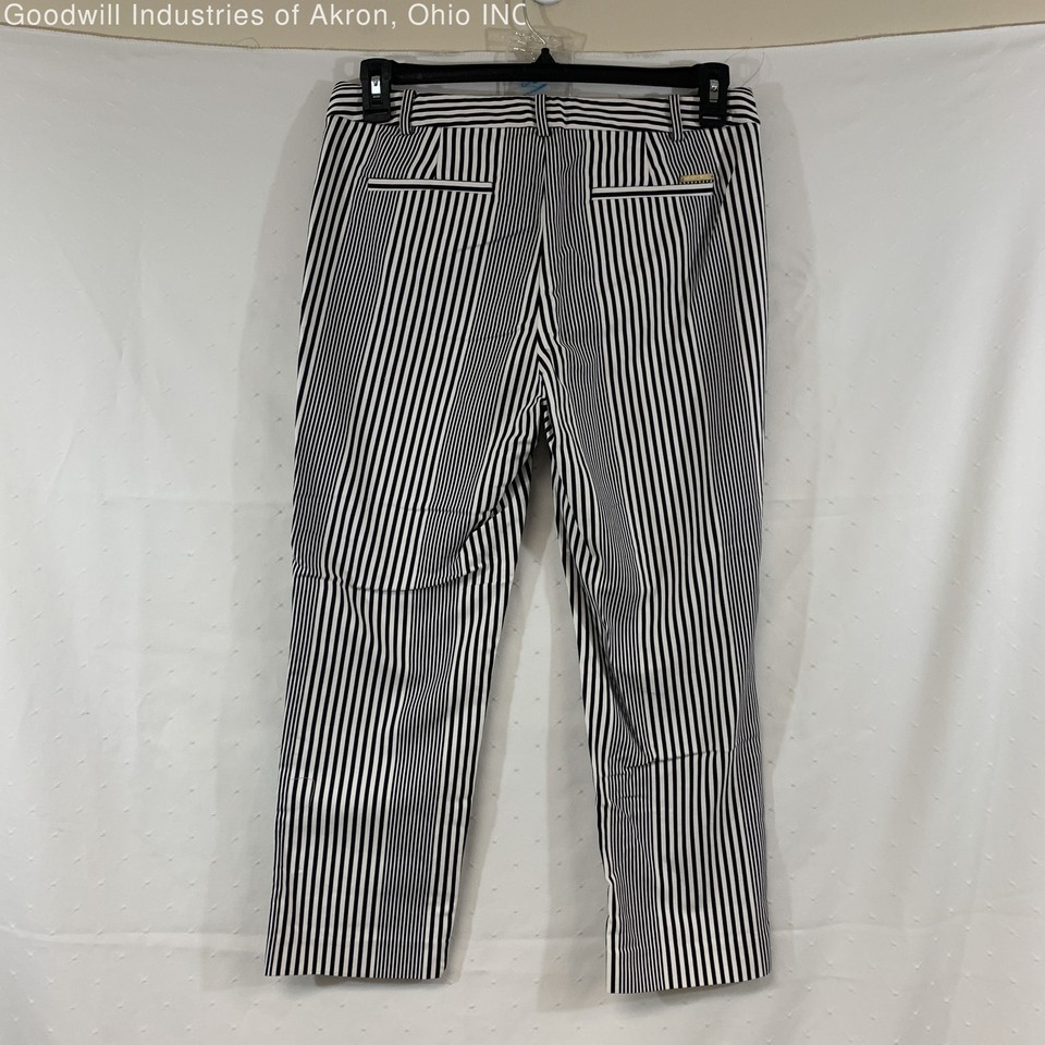 Gently Loved Michael Kors Black/White Striped Women's Pants, Sz. 8 eBay