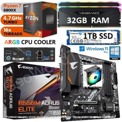 AMD Ryzen 5800X 32GB RGB RAM 1TB SSD B550M AORUS ELITE