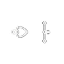 10 Sets SMALL 8mm Silver Heart Bead Beading Toggle Clasps Connectors