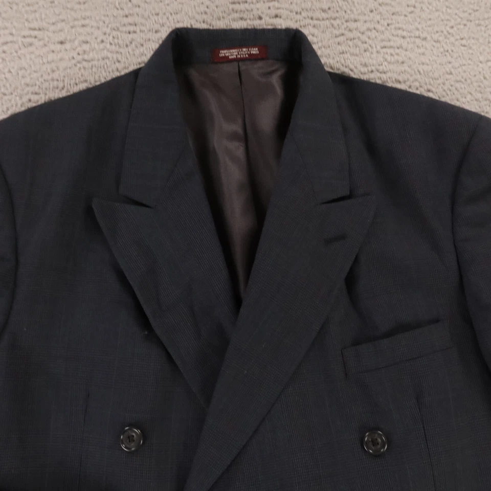 Chaqueta a Cuadros Príncipe de Gales de Colección M MT Azul Glen Cuadros 100% Lana Blazer EE. UU. 42L Foto 2 de 4
